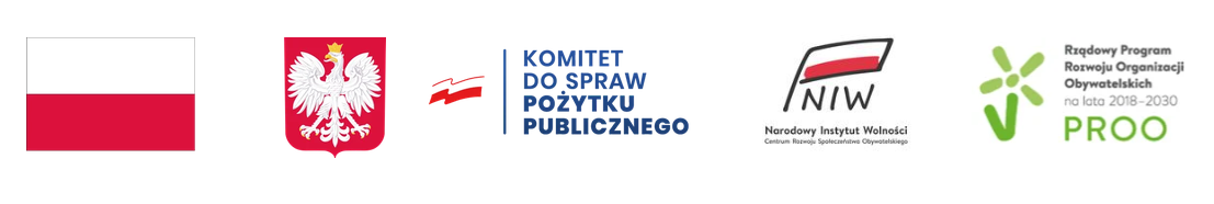 Logotypy: Komitet do spraw Pożytku Publicznego, Narodowy Instytut Wolności – Centrum Rozwoju Społeczeństwa Obywatelskiego, Rządowy Program Rozwoju Organizacji Obywatelskich PROO 2018–2030